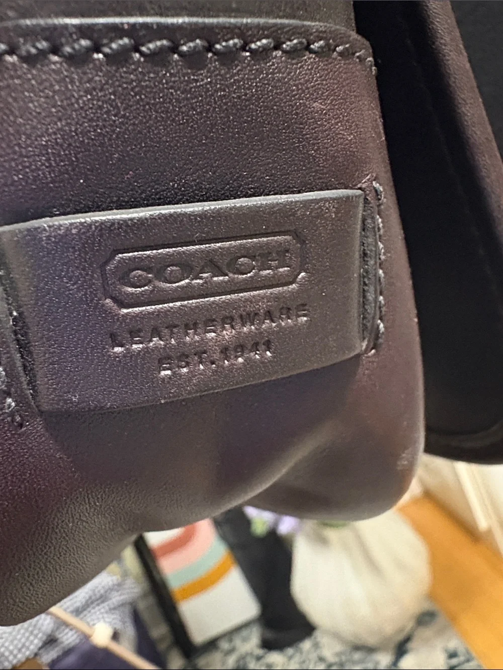 Coach Dark Brown Leather Laptop Shoulder Bag